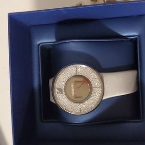 Swarovski crystline silver tone swiss made watch.